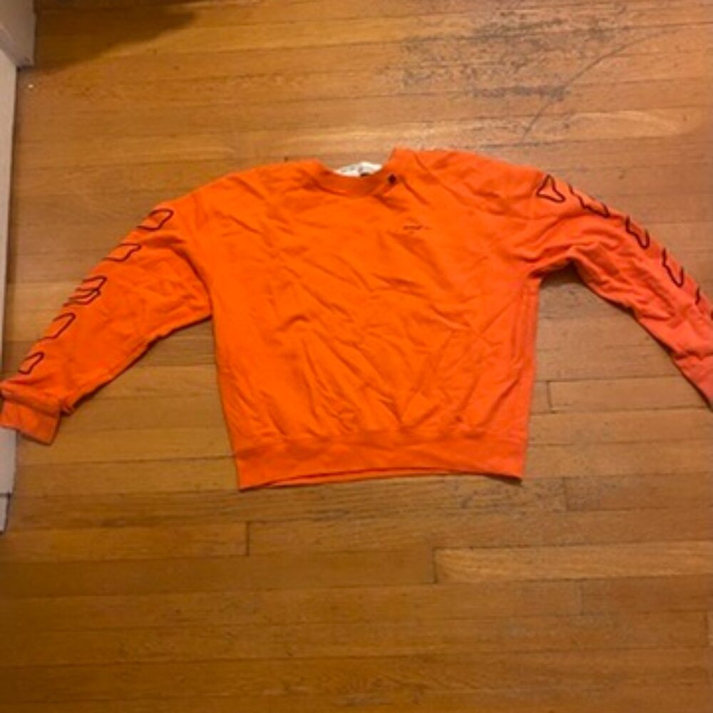 AUTHENTIC OFF WHITE “ABSTRACT ARROW LOGO CREWNECK” 2020 VIRGIL ABLOH ORANGE